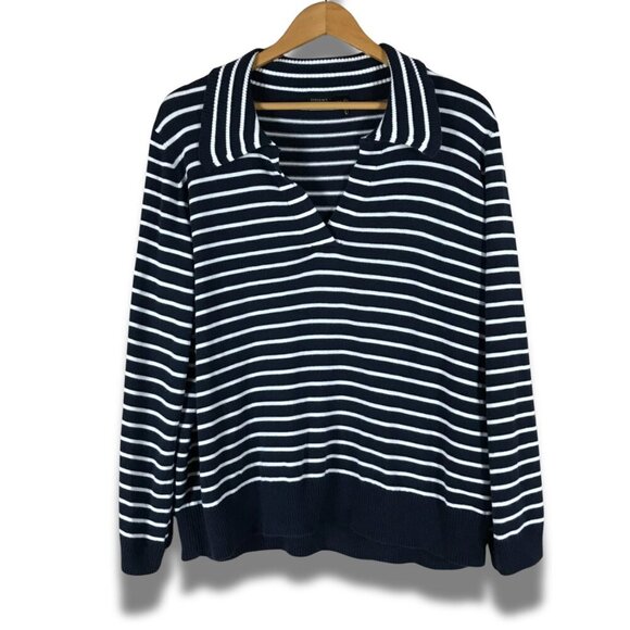 ESMARA Long Sleeve Navy Striped Light Sweater XL 16-18 - Picture 1 of 6